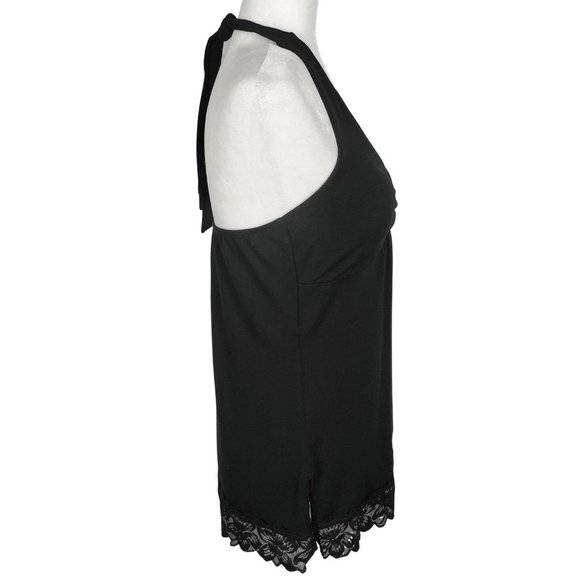WHBM Black Lace Trim Flowy Halter Top Women's Medium - Picture 3 of 9